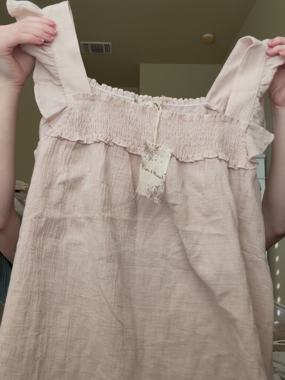 Women’s Sleeveless Smocked Square-Neck Blouse - Light Blush